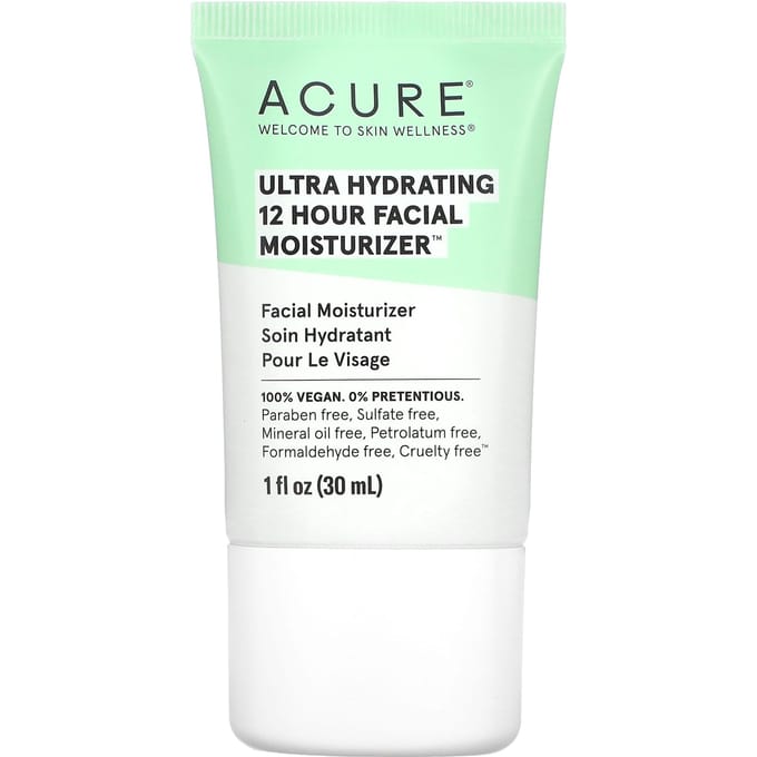 ACURE, Ultra Hydrating 12-Hour Facial Moisturizer, 1 fl oz (30 ml) white