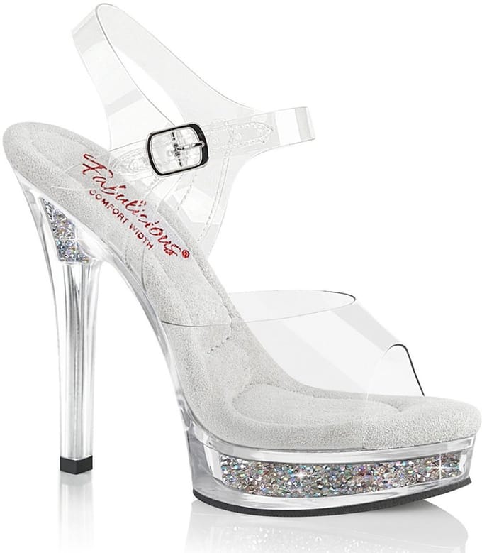 Fabulicious - MAJESTY508RSI Sandaal met enkelband - US 9 - 39 Shoes - Transparant/Wit
