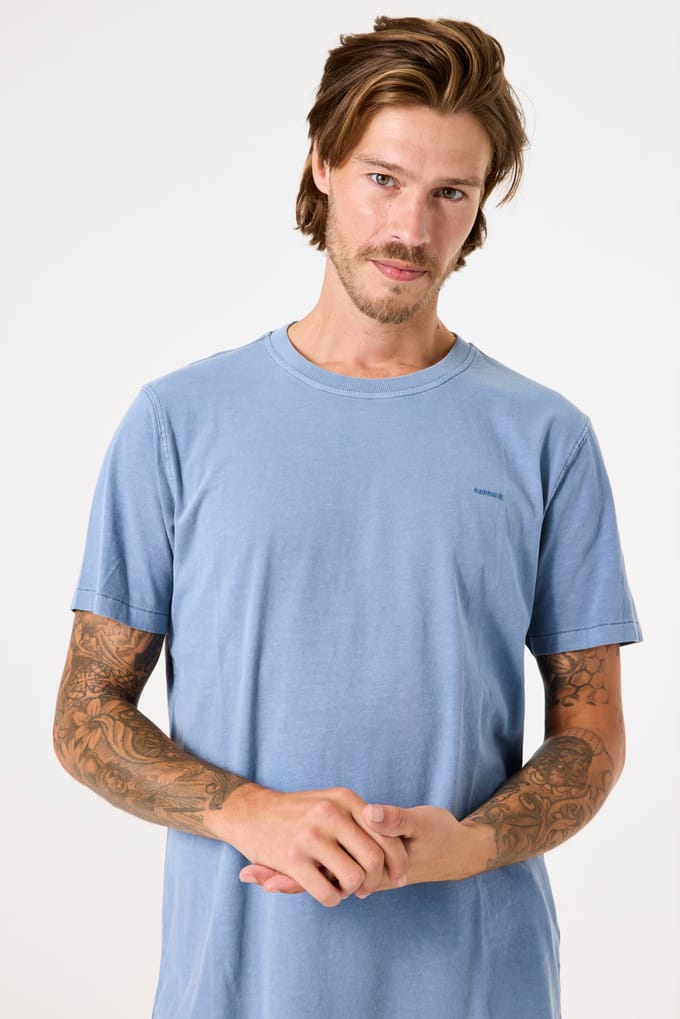 GARCIA Heren Effen T-shirt Blauw Korte mouw