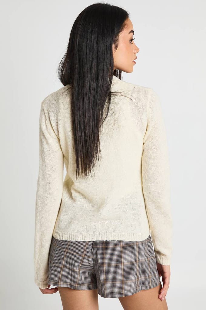 boohoo Dames Zacht Gebreid Doorknoop Vest | Creme | Maat: Medium