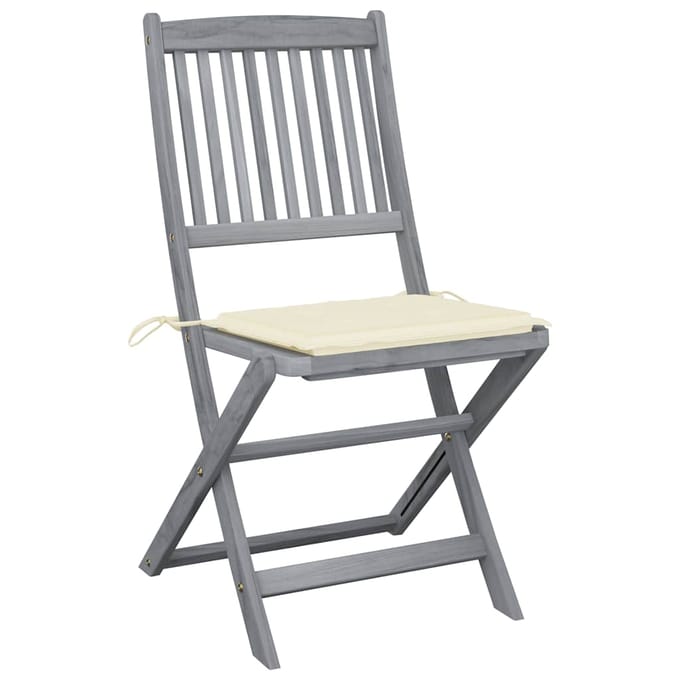 vidaXL - Set - van - 4 - klapstoelen - met - kussens, - gemaakt - van - massief - acaciahout.
