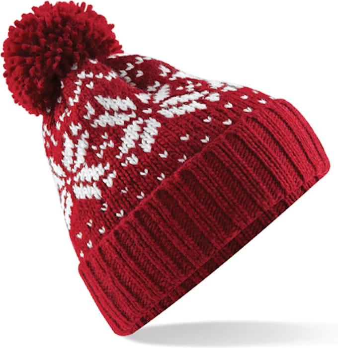 Beechfield 'Fair Isle Snowstar® Beanie' Rood/Wit