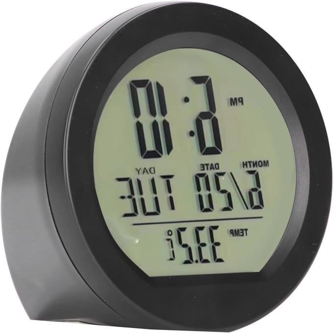 Voertuigthermometer Klok - Auto Temperatuur - Veilig Rijden - Zonne-energie Display - Extra Groot - Zwart