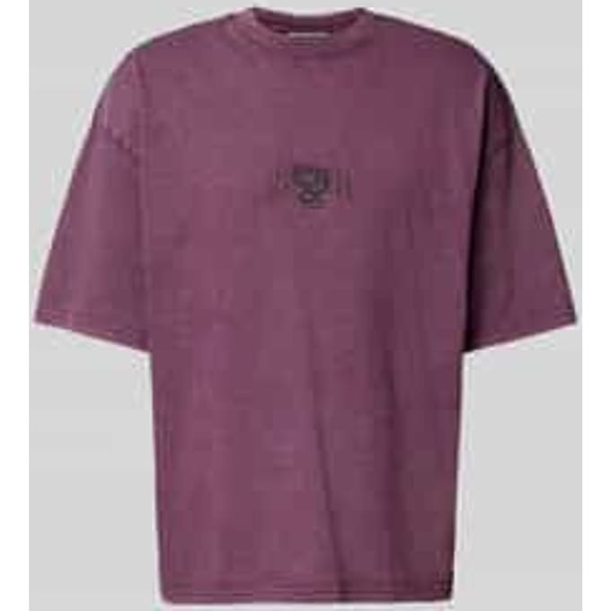 Oversized T-shirt met geribde ronde hals
