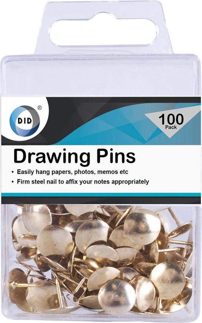 DID punaises plat - set 100x - goud - voor prikbord