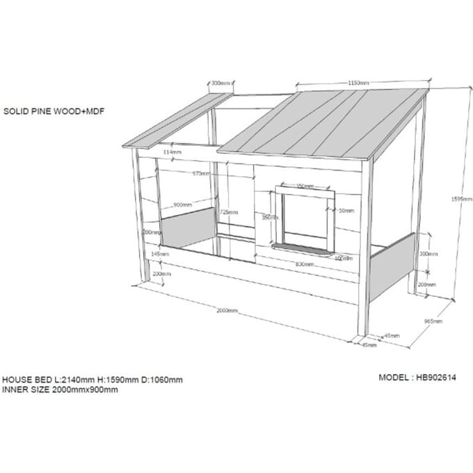 LUCEVI - Housebed 26 Huisbed + Rolbed - Wit - 90x200 cm