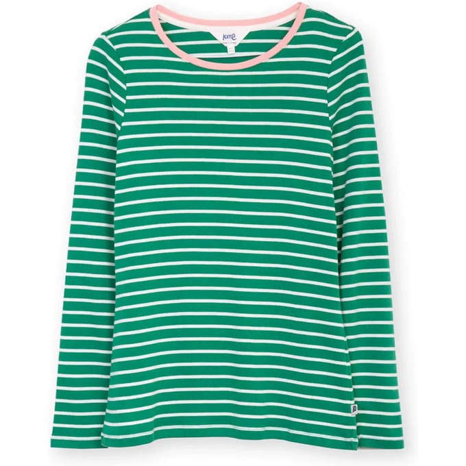 Dames-T-shirt met lange mouwen Kite Portesham Jersey Emerald Stripe