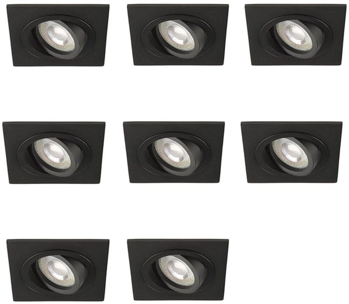 Lybardo - Inbouwspots - 8-pack - Spotjes Inbouw - Vienna - Kantelbaar - Vierkant