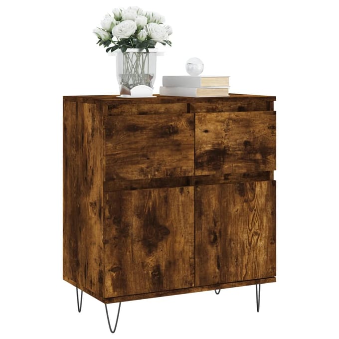 vidaXL - Dressoir - 60x35x70 - cm - bewerkt - hout - gerookt - eikenkleurig