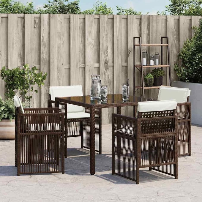 vidaXL - Tuinstoelen - 4 - st - met - kussens - poly - rattan - bruin