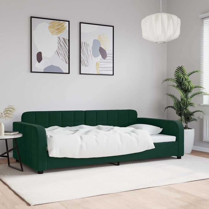 vidaXL - Slaapbank - 100x200 - cm - fluweel - donkergroen