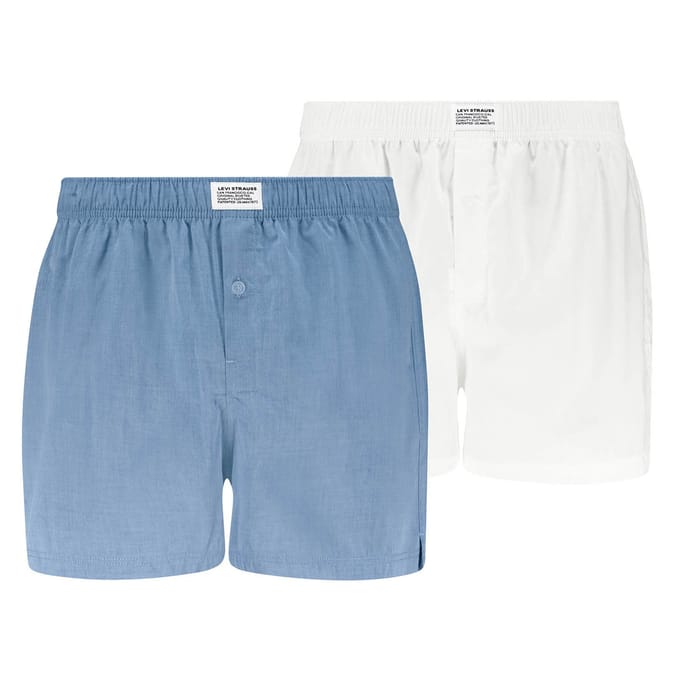 Boxers Levis Woven Boxershorts 2-Pack Blauw Wit