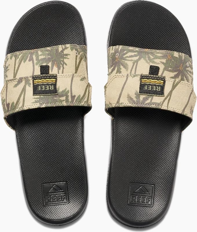 Reef Heren Stash Slide Slippers Tan Palm Maat US8 EU40