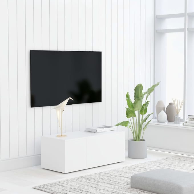 vidaXL - Tv-meubel - 80x34x30 - cm - bewerkt - hout - wit