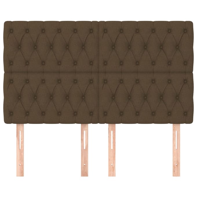 vidaXL - Hoofdbord - donkerbruin - 144x7x118/128 - cm - stof