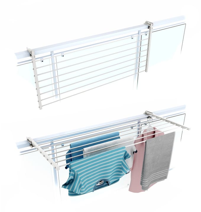 Foxydry Duo 102 cm hangend droogrek - wit - rechthoekige reling