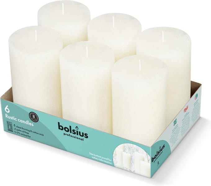 Bolsius - Rustieke Stompkaarsen 130/68 - Soft Pearl - 6 stuks