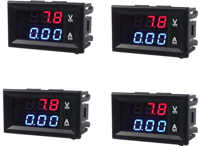 Digitale Volt- en Ampèremeter met Dubbel LED Display - 0-100V, 0-10A