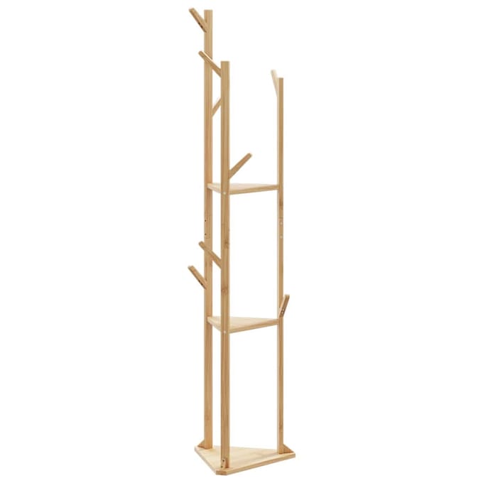 vidaXL - Kapstok - met - haken - en - schappen - 39x33x166 - cm - bamboe