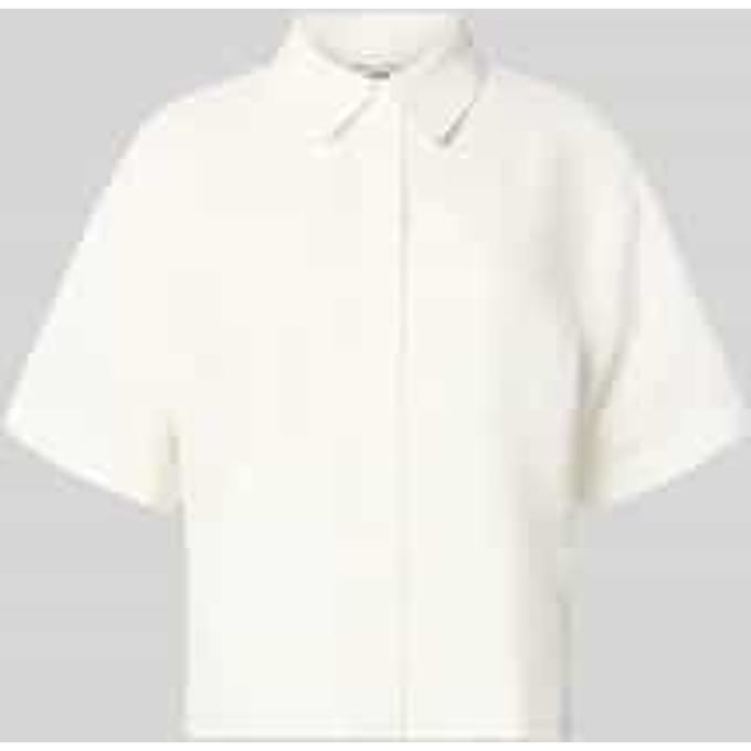 regular fit overhemdblouse van mix van katoen en linnen