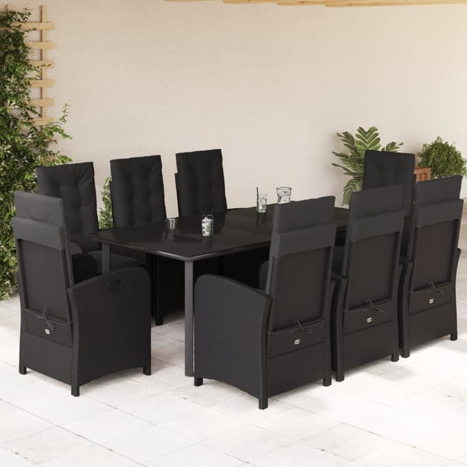 vidaXL - 9-delige - Tuinset - poly - rattan - zwart