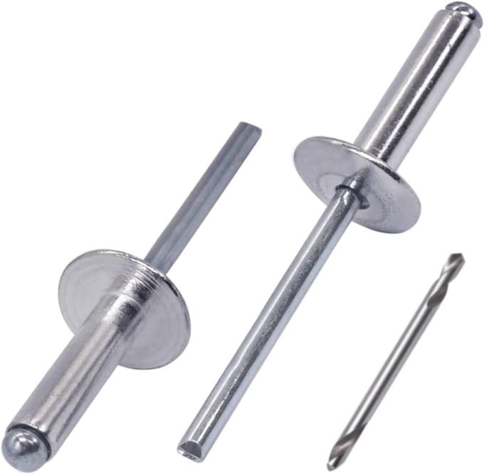 Grote Blinde Klinknagels met Brede Flens 5x20mm, Inclusief Boortje