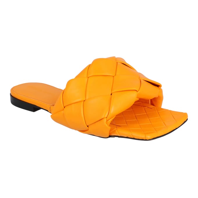 Bottega Veneta Lido Platte Sandalen oranje