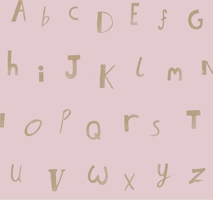 Dutch Wallcoverings - Make Believe Alphabet roze/goud