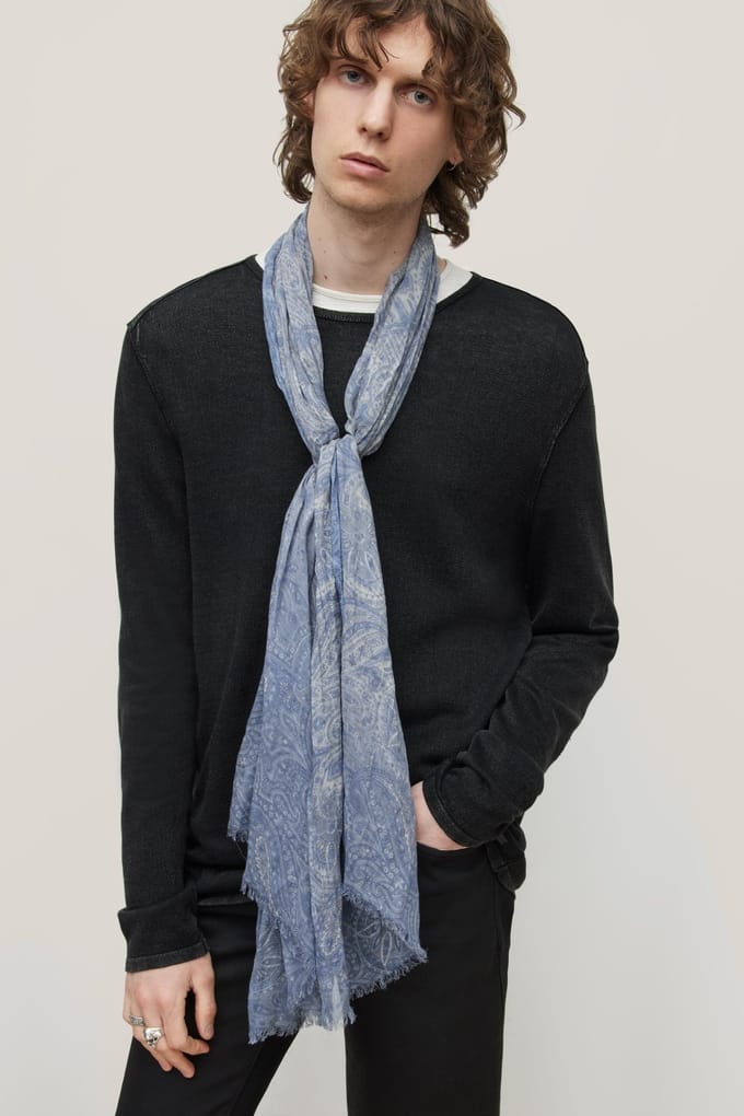 John Varvatos Paisley Printed Scarf Blue Stone Größe: OS | Schals Outlet | Herren | Blau