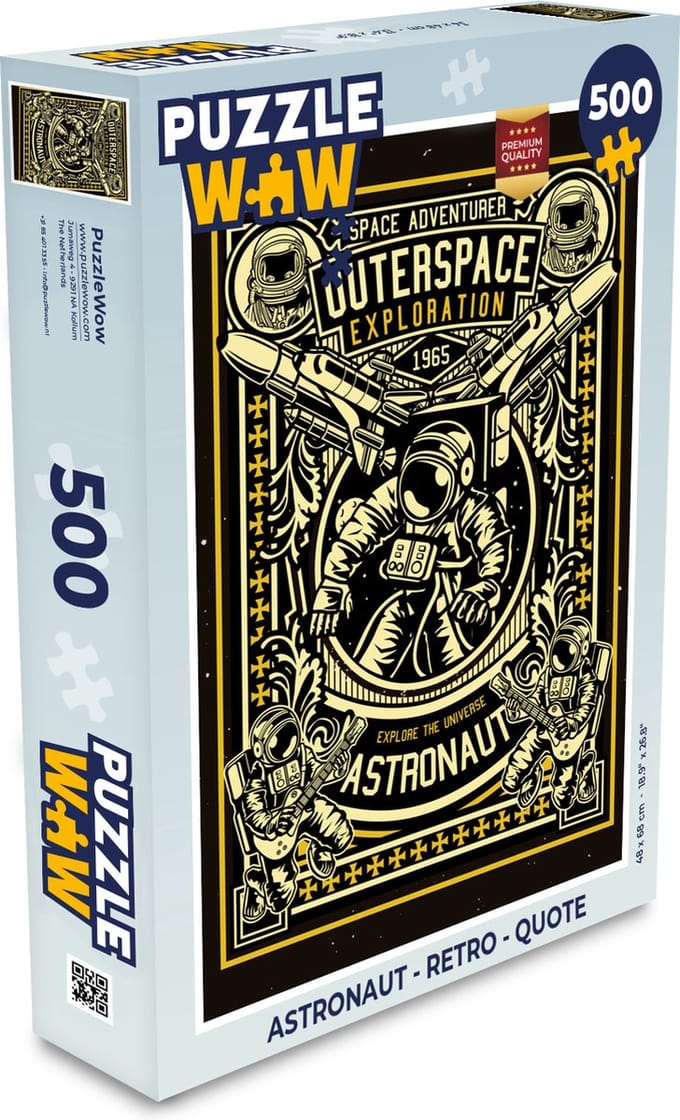 Puzzel Astronaut - Retro - Quote - Legpuzzel - Puzzel 500 stukjes