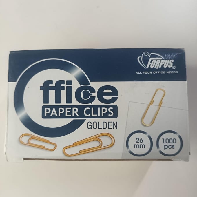 PAPERCLIPS 26MM 1000 STUKS FORPUS GOLDEN VERKOPERD