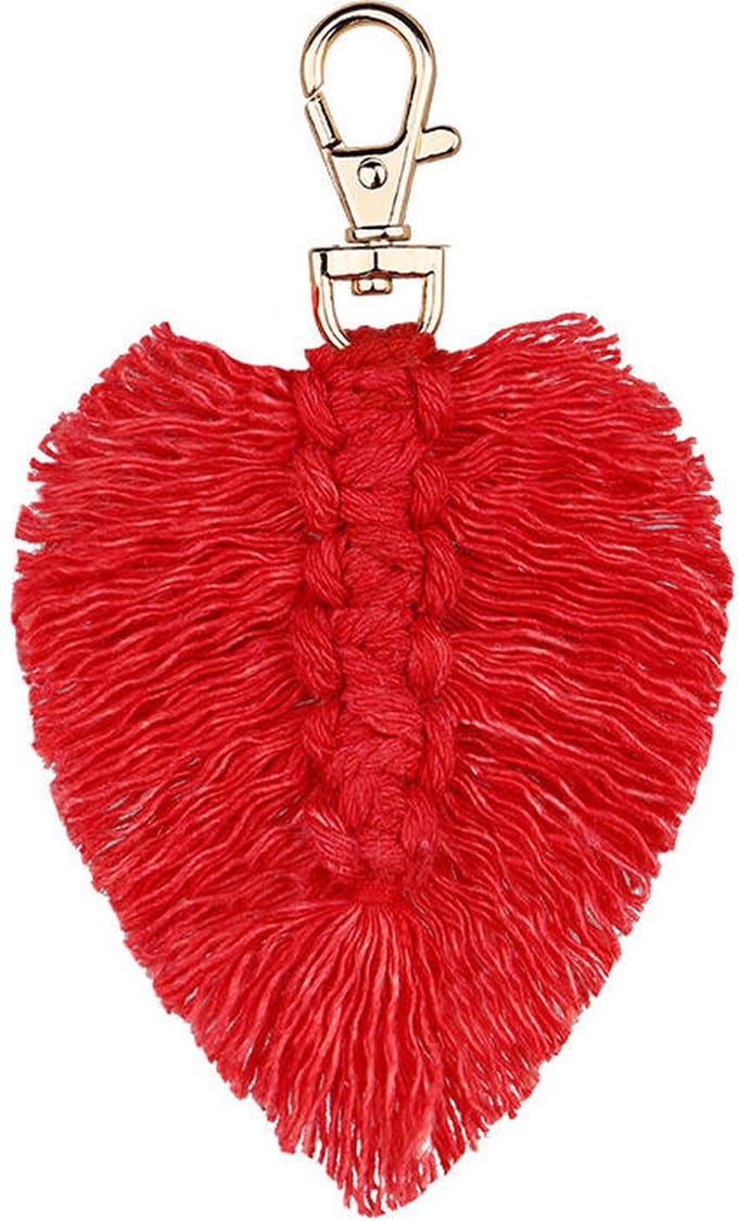 Macramé Sleutelhanger - Veren Sleutelhanger - 8x13 cm - Rood