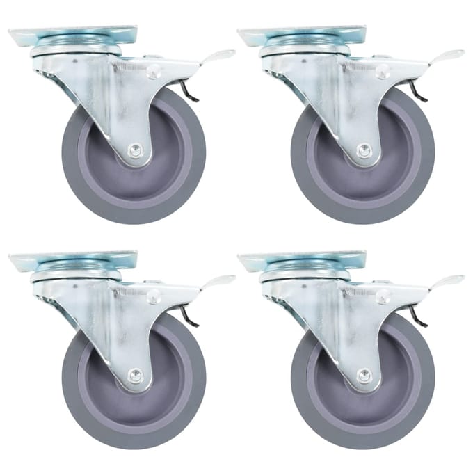 vidaXL - Zwenkwielen - met - dubbele - remmen - 4 - st - 75 - mm