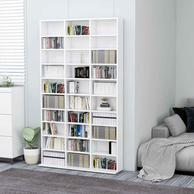 vidaXL - Cd-kast - 102x23x177,5 - cm - bewerkt - hout - wit
