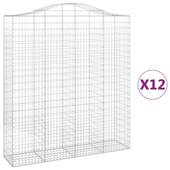 vidaXL - Schanskorven - 12 - st - gewelfd - 200x50x220/240 - cm - ijzer