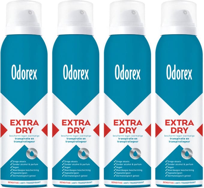 Odorex Extra Dry Deodorant Spray Sensitive - 4x 150ml - voordeelverpakking