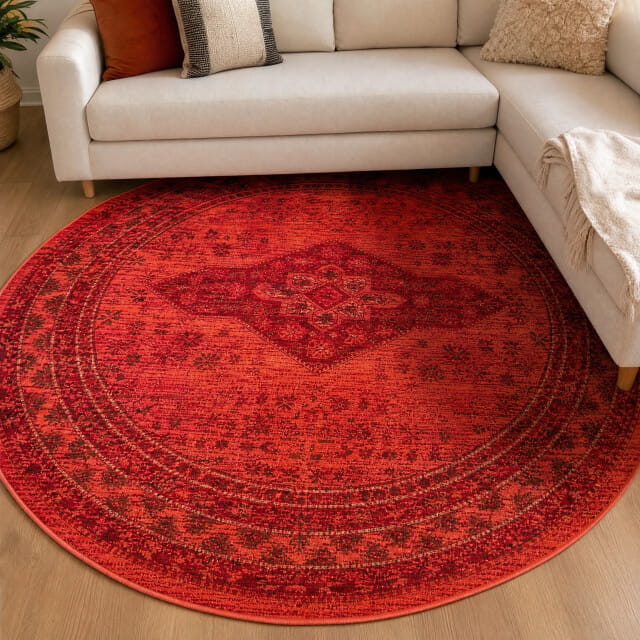 Muratap Vintage rond vloerkleed cotta- 200 cm rond