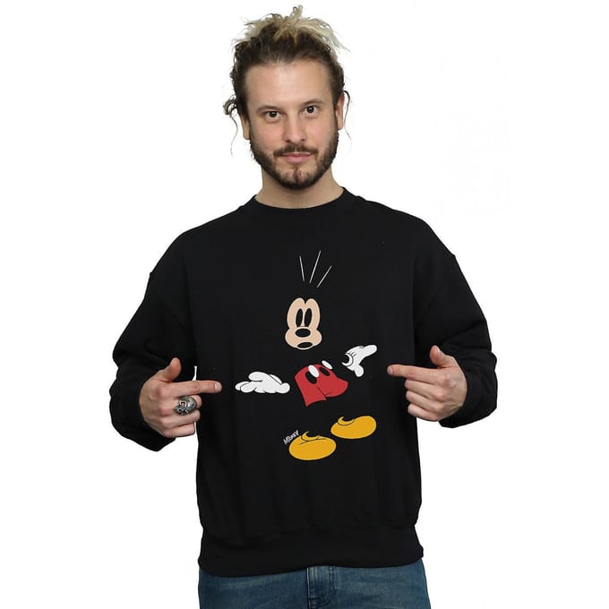 Disney Heren Mickey Mouse Verrast Sweatshirt (Zwart)