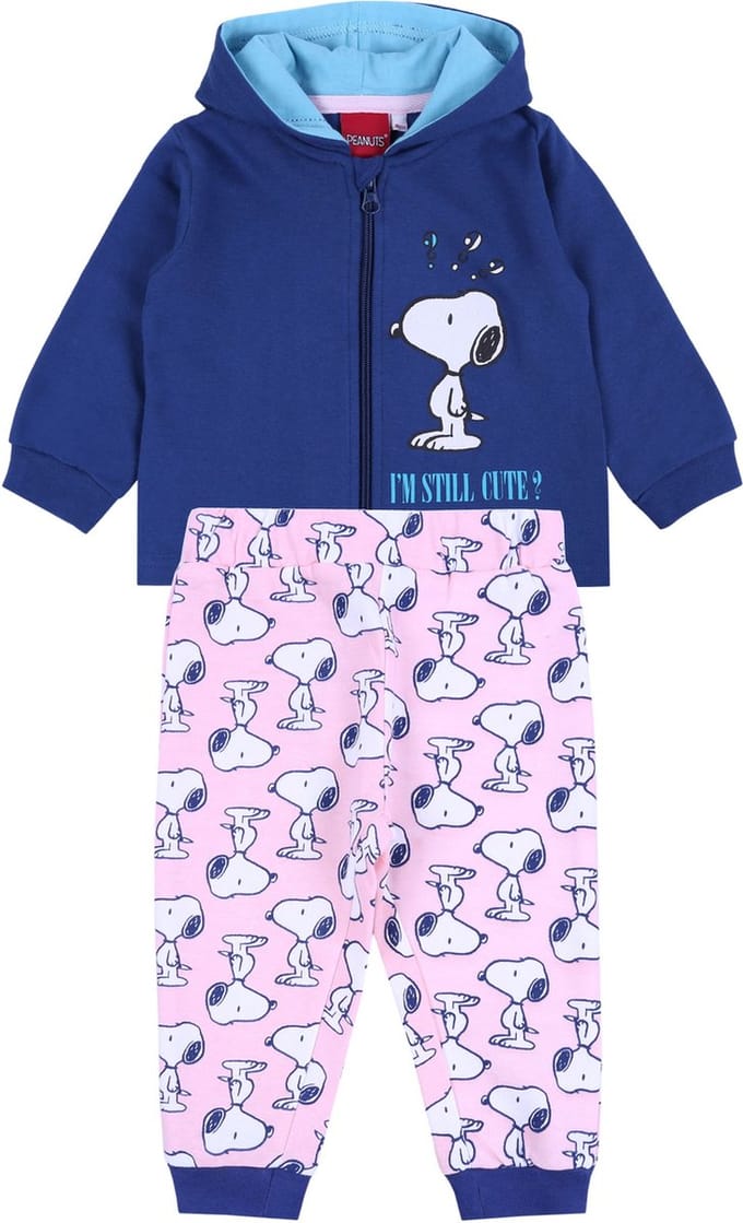 Donkerblauw-roze meisjes trainingspak Snoopy