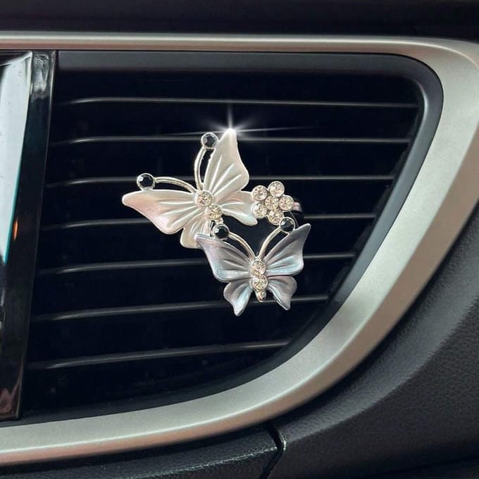 Vlinderontwerp Auto Luchtuitlaat Ornament one-size grijs