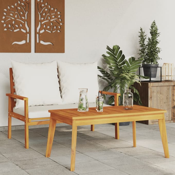 vidaXL - Tuinset - met - kussens - massief - acaciahout