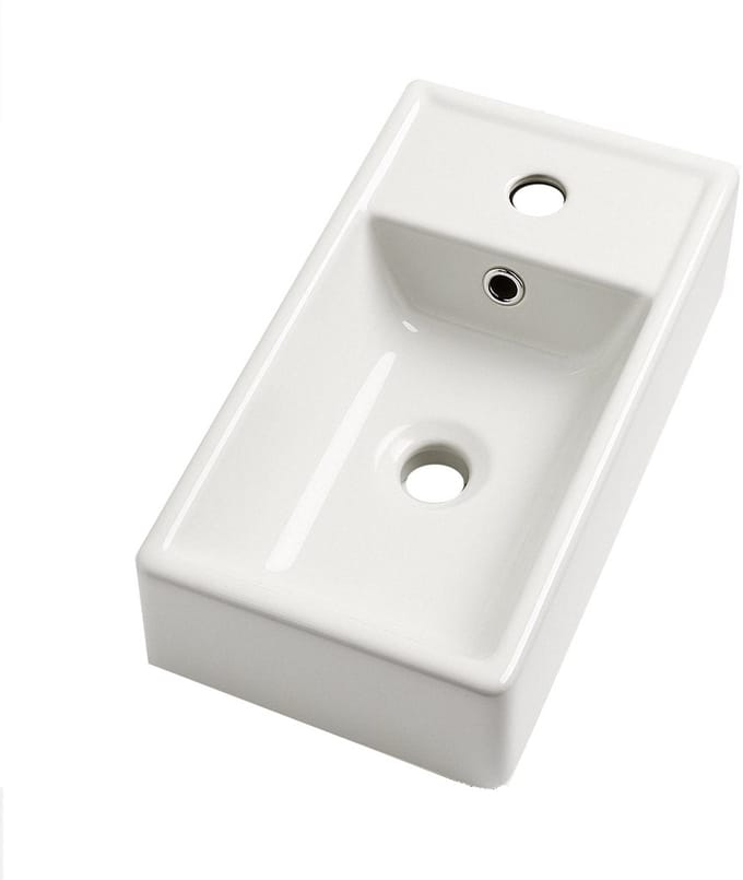 Badplaats Wastafel Apollo 40 x 22 cm - Wit - Wasbak voor Fonteinmeubel