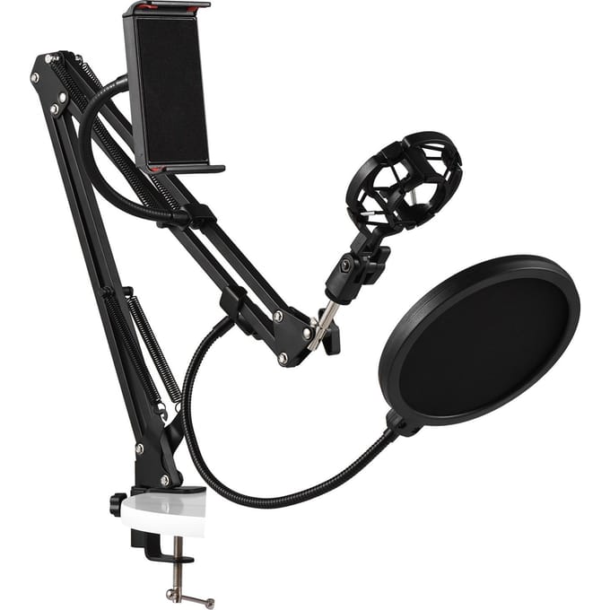 Microfoonarmstandaard Verstelbare Desktop Microfoonbeugel met Microfoonklem, Schokdemper, 3/8in naar zwart
