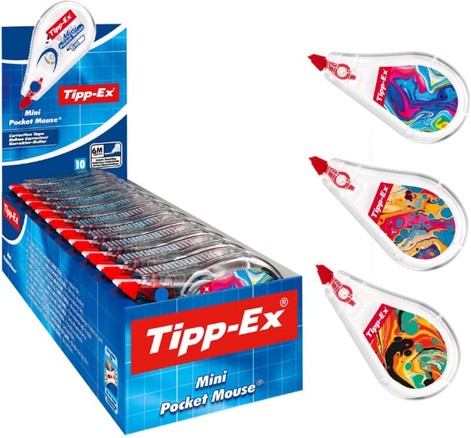 TIPP-EX: CORRECTIEROLLER "MINI POCKET MOUSE DECOR" 5MM X 5M, DOOS MET 10 STUKS