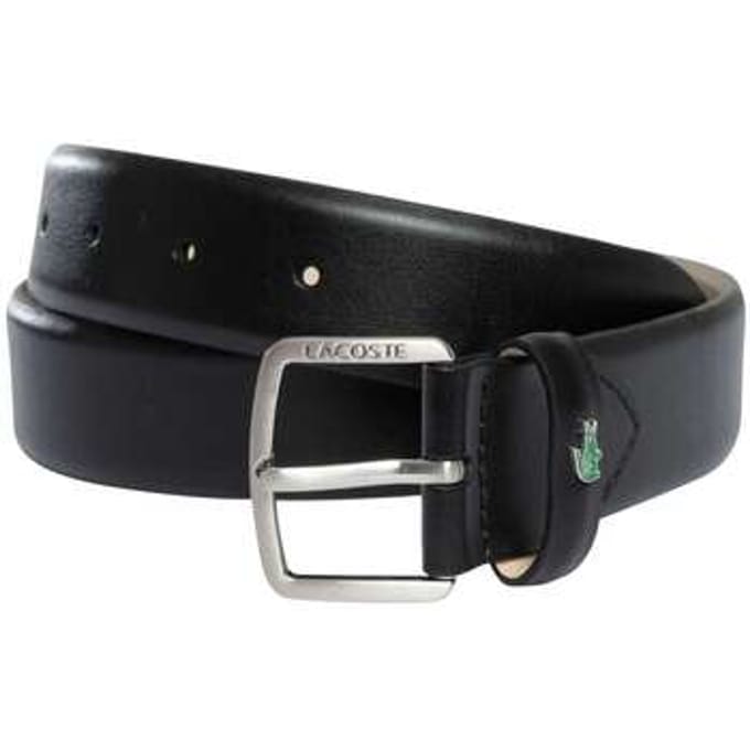 LACOSTE Leren riem Elegance 35 Flat Raw Edge Belt W105 Noir zwart