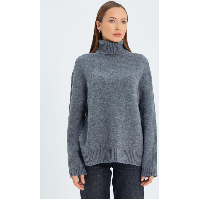 Losse Pas Turtleneck Gebreide Trui