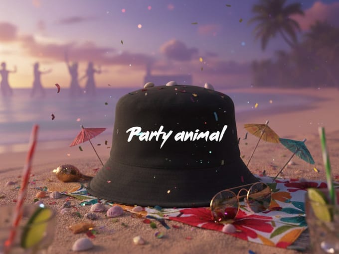 Party Animal Bucket Hat | Black | Maat XL