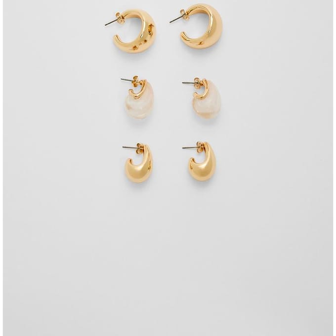 Stradivarius Set van 3 mini volume oorbellen  Goud OS