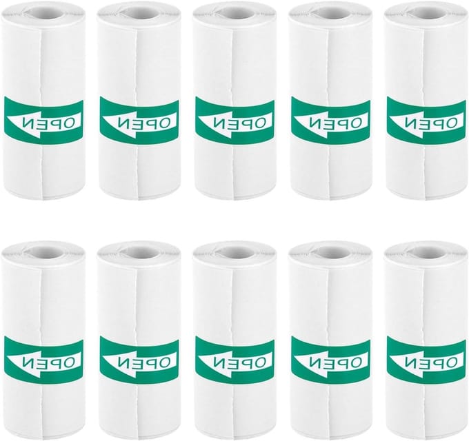 Thermisch Stickerpapier 55x25mm - Pack van 10 Rollen - Voor Mini-Pocketprinter - Zelfklevend Printerpapier - Stickermaker Navulling - Instantcamera's - Kinderen - Wit