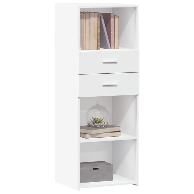 vidaXL - Hoge - kast - 45x42,5x124 - cm - bewerkt - hout - wit